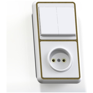 Блок комб. СП (2кл выкл.10А+1м роз.16А б/з б/з.шт.) бел. БКВР-409 Селена 8201 фото