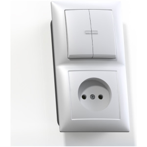 Блок комб. СП (2кл выкл.10А с подсв.+1м роз.16А б/з б/з.шт.) бел. БКВР-213 Бэлла 5829 фото