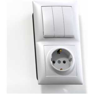 Блок комб. СП (3кл выкл.10А+1м роз.16А с/з б/з.шт.) бел/зол. БКВР-033 Бэлла 5844 фото