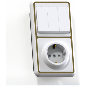 Блок комб. СП (3кл выкл.10А+1м роз.16А с/з с/з.шт.) сл.кость БКВР-416 Селена 8175 фото