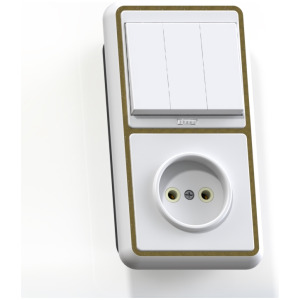 Блок комб. СП (3кл выкл.10А с подсв.+1м роз.16А с/з б/з.шт.) бел. БКВР-054 Бэлла 5845 фото