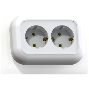 Розетка 2-м СП 16А IP20 с заз. с/з.шт., сл.кость РС16-401М (2-х монт.кор) Селена 8156 фото
