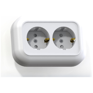 Розетка 2-м СП 16А IP20 с/з б/з.шт. бел/зол. РС16-830 Валентина 5448 фото