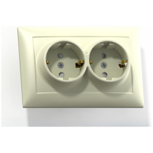 Розетка 2-м СП 16А IP20 с заз. с/з.шт., бел. РС16-401М (монтаж в 2 коробки) Селена 8124 фото