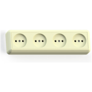 Розетка 4-м ОП 16А IP20 б/з, б/з.шт. бел. РА16-402 Оптима 8024 фото