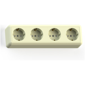 Розетка 4-м ОП 16А IP20 с заз. с/з.шт. бел. РА16-403 Оптима 8023 фото