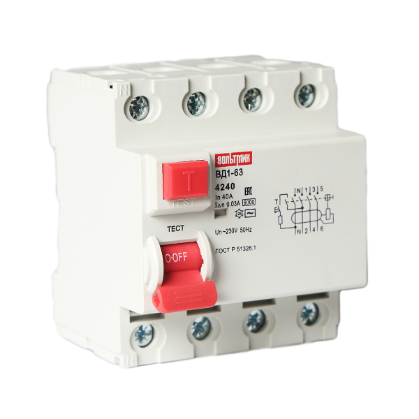 (S) Выключатель дифференциальный (УЗО) ВД1-63 4Р 25А 30мА (S) Выключатель дифференциальный (УЗО) ВД1-63 4Р 25А 30мА фото